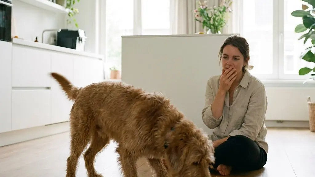 Hond schrokt eten