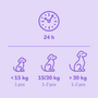 Doseeradvies Braaaf Kippenbot 12,5cm – 1 hondenkauwbot per dag voor honden onder 15kg, 1-2 per dag voor honden vanaf 15kg