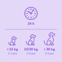 Doseeradvies Braaaf Zalm Sticks – 1-2 hondensnacks per dag voor honden onder 15kg, 2-3 per dag voor 15-30kg, 3-5 per dag voor honden boven 30kg
