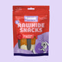 Verpakking Braaaf Rawhide Snacks Kippenbot 12,5cm – hondenkauwbotjes van rawhide met kippenfilet in hersluitbare rode zak