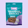 Verpakking Braaaf Seafood Snacks Zalm Bites – gedroogde hondensnacks van zalm in hersluitbare turquoise zak