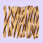 Braaaf Soft Snacks Twisted Sandwich Kip en Vis 12 stuks uitgestald – gedraaide zachte hondensnacks van kip en vis op lila achtergrond
